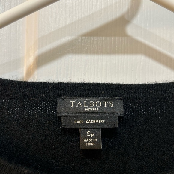 Talbots 100% Pure Cashmere Sweater Black Sz S Petite Holiday Cozy Preppy Mature - Picture 3 of 6